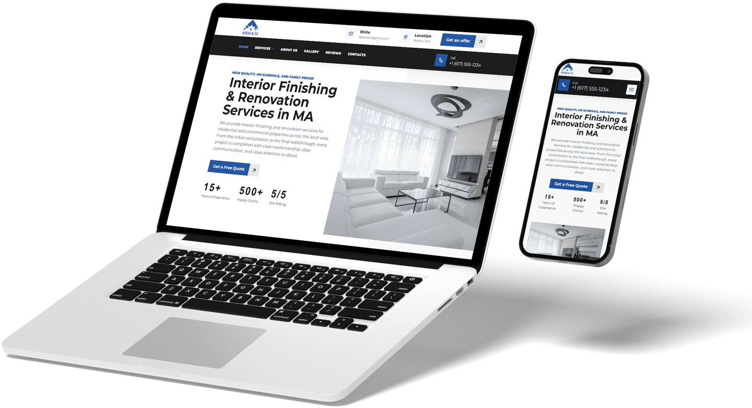 laptop and iphone showing a dentist site