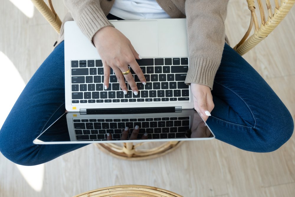 Array of laptops showing code